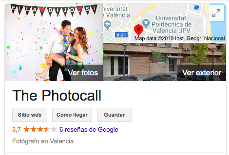 The photocall Valencia Google My Business